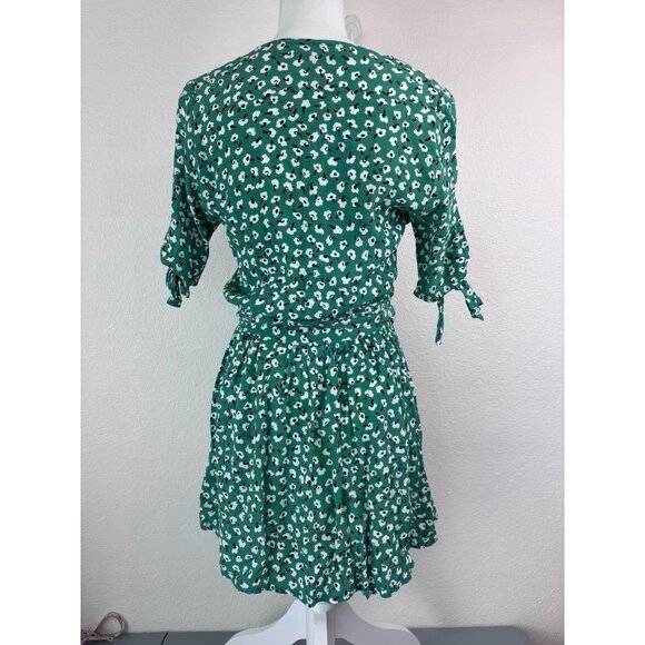 Faithfull the Brand X Revolve green womens 2 vintage bloom wrap mini oslo dress - Picture 7 of 9